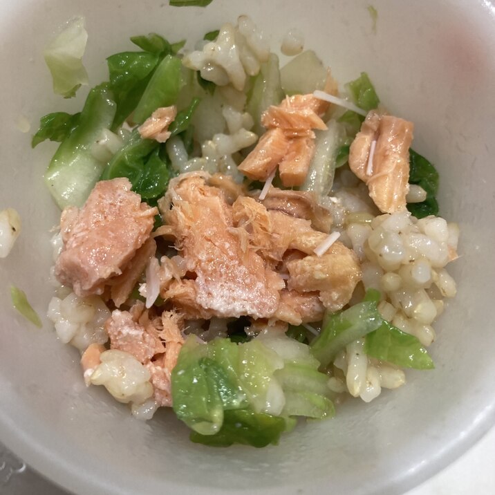 鮭の水煮缶と白菜の混ぜ込みご飯